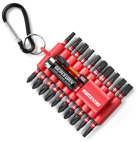 Geinxurn Mischen Schrauberbitsatz 22 Stück, Pozidriv Kreuzschlitz Torx Sechskant Schlitz S2 Stahl Magnetische Schlagfester Schraubendreher Bit Set mit Bit-Halter und Aufbewahrungsbox