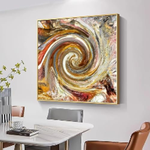 LMYCHENG Abstraktes Tornado-Wandkunstbild, Leinwandposter, Vortex Gold, Luxusdrucke, Kunstwerke, Gemälde für Wohnzimmer, Dekoration, Wandbild, 55 x 55 cm, rahmenlos