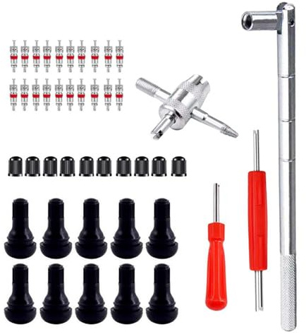 Crozgan Tire Valve Stem Puller Repair Kit with TR412 44Pcs | Dual and single head valve core remover set for cars and motorcycles tire maintenance