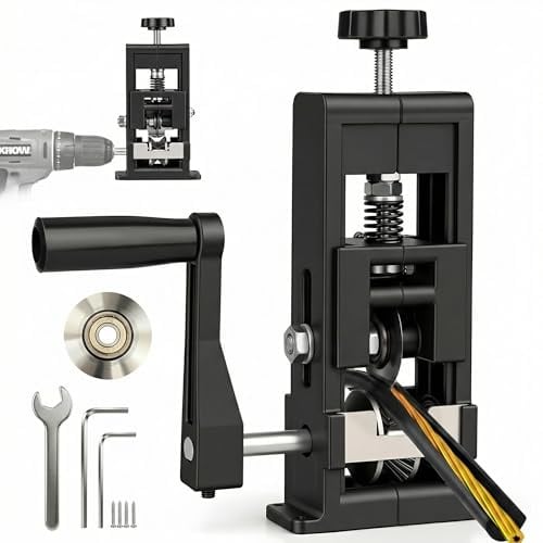 Kabelschälmaschine 1–25mm mit Ersatzklinge – Abisoliermaschine für Kabel, manuelles Kabelabisoliergerät mit Handkurbel & Bohrer kompatibel, stabile Stahl/ABS Konstruktion, einstellbare Klingen