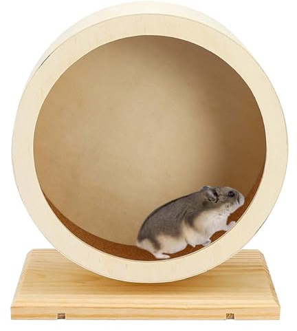 Ruota in legno per criceto, diametro 15 cm, con superficie di rotolamento chiusa in sughero, movimento silenzioso, ruota in sughero per piccoli animali domestici