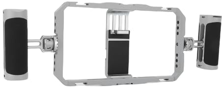 Jectse Phone Video Stabilizer Rig Cage, Doppel -Silikon -Handgriff, Multi -Schnittstellen -Erweiterung, Leichte Aluminiumlegierung für Videofilme mit 3,4 -Zoll -Breite Telefone