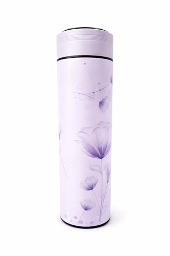 JRD Termo Inteligente 450 ml – Botella Térmica de Acero Inoxidable con Pantalla LCD | Doble Pared | Filtro de Infusiones de Gran Capacidad | Tapón Estanco | Libre de BPA–5 Colores (violeta)