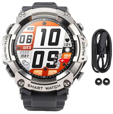 Drfeify Smart Watch con Auricolari, Schermo da 1,52 Pollici Smartwatch Bluetooth NFC 2 in 1, Archiviazione di Registrazioni Musicali MP3 Assistenza Vocale (Silver)