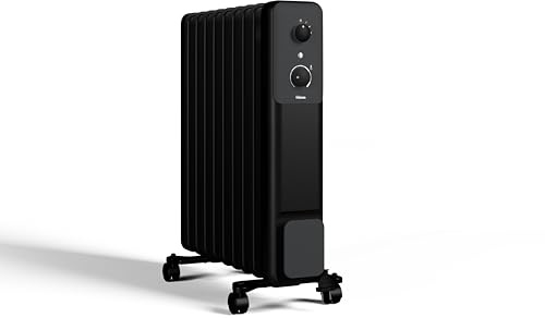 Tristar Radiador de aceite - 9 costillas - 2000 W - 3 niveles de calor - Termostato ajustable - Protección contra sobrecalentamiento y vuelco - Función silenciosa - Con ruedas y asa - Sistema de