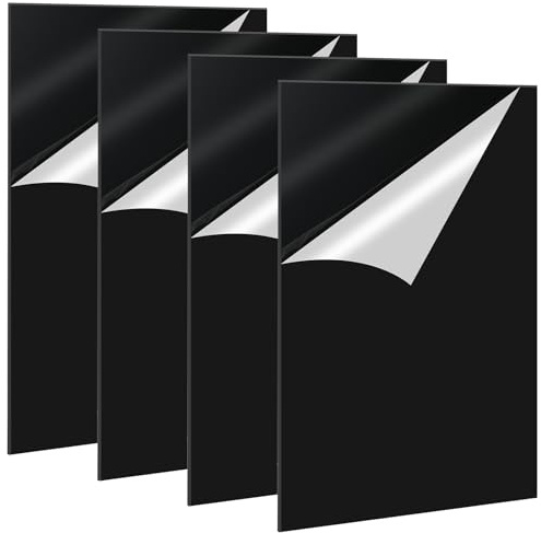 Plaque Plexiglas Noir 30 × 20 cm – Lot de 4 Plaques Acryliques PMMA 2 mm Opaques, Plaques Plastiques Noires pour Signalétique, DIY, Présentoir, Modélisme et Gravure