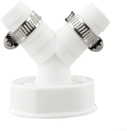 Y-Schlauchadapter für Waschmaschine & Geschirrspüler, 2 Zoll Doppelanschluss mit 19-24mm Passform, inklusive Gummidichtung und 2 Clips