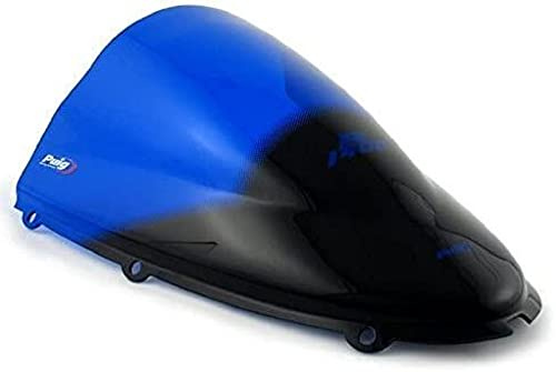 Puig 4057A Racing- und Aerodynamik-Scheibe aus 3 mm Acryl mit doppelter Höhe, die den Helmschutz und die Stabilität bei hoher Geschwindigkeit verbessert, Blau