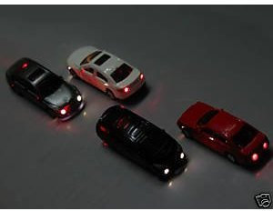 3 Stück Modellauto beleuchtet LED zu Spur H0