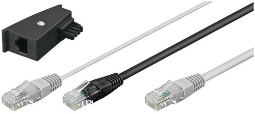 RJ45 Y-Kabel und TAE Telefon DSL Adapter (2X RJ45 Stecker auf RJ45 Stecker) für AVM Fritz Box 5012 5140 7113 7140 7141 7150 7170 7270 7390 7490