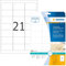 HERMA 8670 Wetterfeste Folienetiketten transparent, 25 Blatt, 63,5 x 38,1 mm, 21 pro A4 Bogen, 525 Stück, selbstklebend, bedruckbar, matt, blanko Klebeetiketten Aufkleber aus Folie, durchsichtig