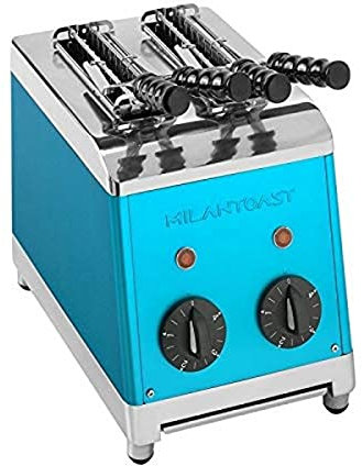 Milan Toast 7000 Klassische Inox Toaster mit 2 Tongs, Blau