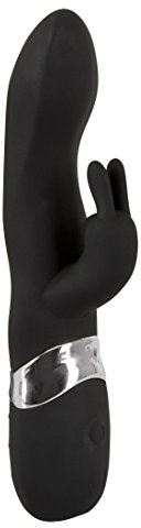 Sweet Smile Blacky - softer Vibrator mit Klitoris-Stimulator für sie, 2- Motoren-Reizer mit 7 unterschiedlichen Vibrationsmodi, Massagegerät, schwarz