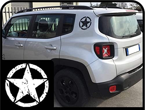 Adesivi STELLA MILITARE US ARMY effetto consumato per montante posteriore stella militare us army effetto invecchiato (NERO)