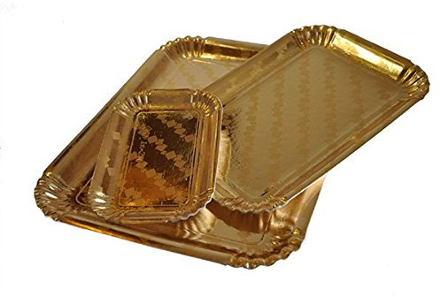 Effe2cart Bandeja de cartón dorado para dulces y pasta, n.º 7 cm, 28 x 38 – 10 unidades
