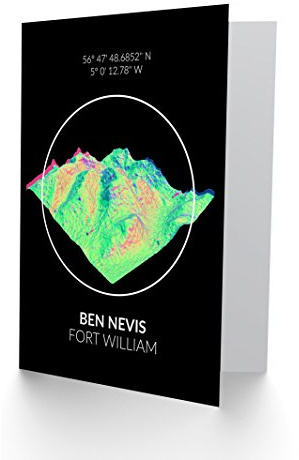 Wee Blue Coo Ben Nevis Mountain Topography Highland Scotland Greetings Card