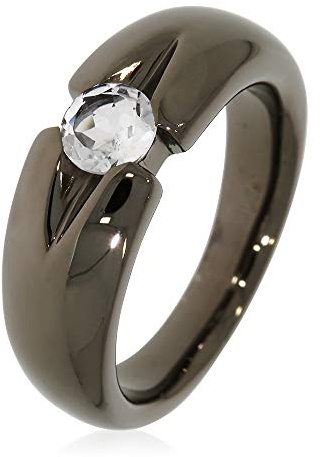XEN Ring mit 5 mm Bergkristall ca. 0,50 ct. Black Rhodium