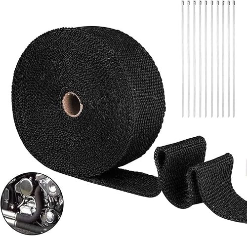 Cinta de Protección Contra El Calor para Tubo de Escape, 10 m, Fibra de Basalto, para Motocicleta, Protección Contra El Calor, Banda de Escape para Colector de Escape Hasta 1500°