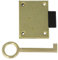 Amig - Cerradura de Embutir Para Mueble - Entrada a 25 mm - Incluye Llave de Gorja - Sistema de Cierre para Mesas, Armarios y Pequeños Muebles - Latón Dorado Mate