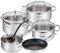 Tefal A859S8 9-Teiliges Induktion Topfset + Glasdeckel mit Siebfunktion + Suppenkelle und Einlage Pfanne, Hochwertig polierte Edelstahl Töpfe mit Siebdeckel, Antihaft Bratpfanne, 18/10 Stahl