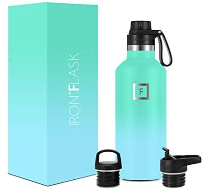 Insulated Water Bottle with Spout Lid Narrow - 950ml (3 Lids) - Cold 24hrs & Hot 12hrs Drinks - Double-Walled Stainless Steel Metal Leakproof Travel Sports Gym Camping & Hiking Hydration Flask
