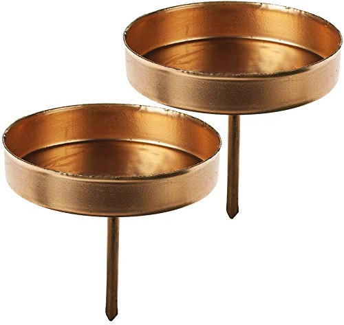 matches21 Kerzenhalter aus Metall Metallkerzenhalter für Adventskranz rund Gold mit Pick & Rand 2er Set je Ø 10x10 cm