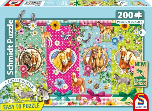 Schmidt Spiele 56538 Alles fürs Pferdeglück, 200 Teile Kinderpuzzle aus Graspappe