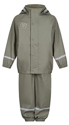 Color Kids Unisex Kinder Rain Set Solid Pu Regenjacke, Vetiver, 86 cm