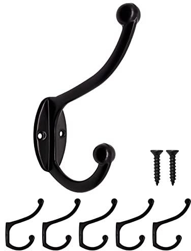 Fuxxer® 5x Klassische Garderoben-Haken, Handtuch-Haken, Kleider-Haken, schwarz