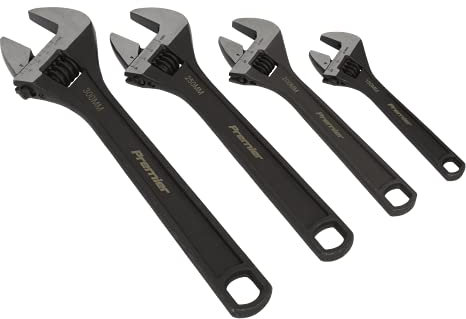 Sealey AK9567 4pc Adjustable Wrench Set, Black