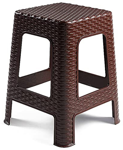 Acan Tradineur - Taburete de plástico - Fabricado en España - Diseño Rattán hogar o el Trabajo - 36 x 36 x 45 cm - Color Wengüe (1 Unidad)