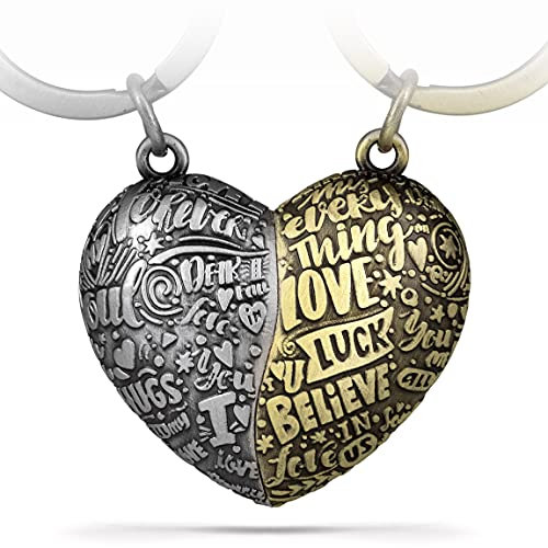 FABACH Herz-Puzzle Schlüsselanhänger - Liebe Puzzleteil Partner Anhänger Herz - Ich liebe dich Partner Schlüsselanhänger Paare - Jahrestag Geschenk Paare Liebe Geschenke Partner Hochzeitstag