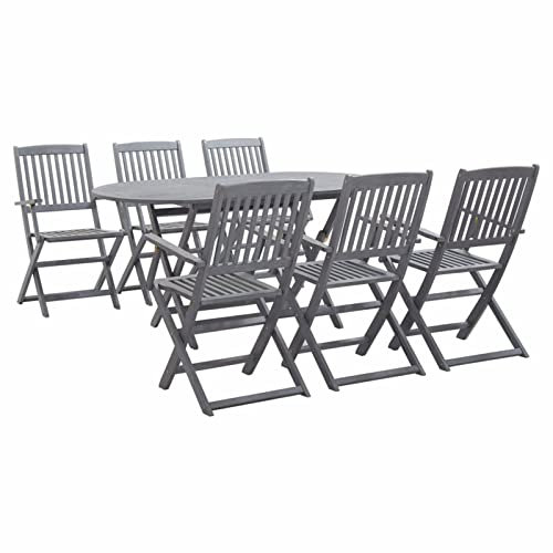 Susany 7-tlg.Garten-Essgruppe Gartengruppe Gartengarnitur Sitzgruppe Gartenset Gartenmöbelset Mit Schirmloch in der Tischmitte,Terrassenmöbel inkl.1 oval Esstisch und 6 Klappstühle