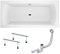 BADLAND Badewanne Original Weiß Acryl Wanne Rechteck INES 190x90 KOMPLETTSET SET + Füßen und Exklusive Chrom Automatik Ablaufgarnitur Made in EU 3in1