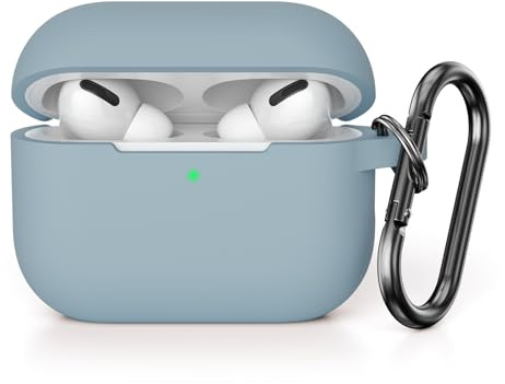 KOKOKA Silikon Hülle Kompatibel mit AirPods Pro 2 Schutzhülle, Stoßfeste Weiche Dünne Case für Airpods Pro 2 (2022 Released) Case Mit Karabiner, Front-LED Sichtbar, Denim Blue