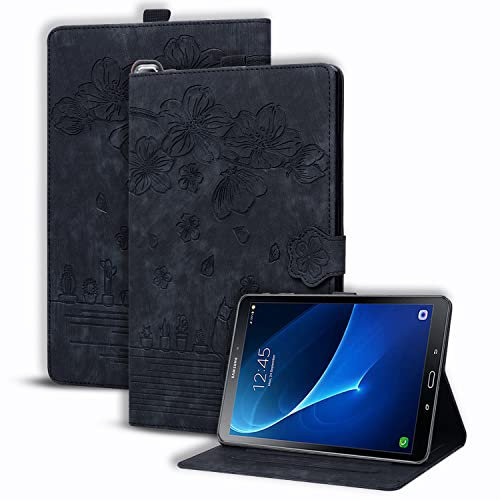 Succtopy Custodia Galaxy Tab A6 2016 10.1,Cover Pelle PU Flip Portafoglio con Porta Penna per Samsung Tab A 10.1 2016,Custodia Protettiva con Slot Card Galaxy Tab A6 SM-T580/SM-T585,Nero