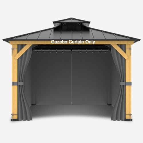 3 m x 3 m Pavillonvorhänge, Privatsphäre-Ersatz-Seitenwand, 4-teiliges Universal-Schattenvorhang-Set, schützende Seitenwände (nur Vorhang), Grau