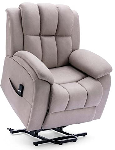 More4Homes BROOKLINE ELECTRIC FABRIC SINGLE MOTOR RISER RECLINER LIFT MOBILITY TILT CHAIR PUMICE