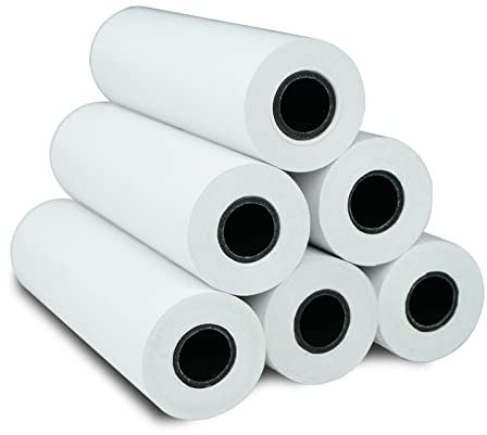NYEAR A6-Thermopapier, 6 Rollen (110 mm Breite/7 m lang, Φ 3,5 cm) für tragbare Drucker, schnell trocknend, dicker, heller und die Schrift ist klarer, um die Druckqualität besser zu machen – (1 Hülle