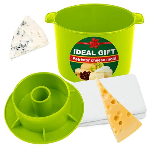 Cheese Mold for Cheese Making Cheese with Follower 1/2 gal Green - Cheesemaking Supplies - Cheese Form Mold - Cheese Making Basket - Molde Para Queso Casero - Cheese Press Mold - Maker Mold Cheese