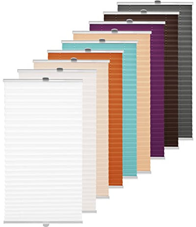 Rikmani Plissee Klemmfix ohne Bohren Faltrollo Blickdicht Jalousie für Fenster & Tür Plisseerollo Sichtschutz Sonnenschutzrollo Classic 55x100, Creme
