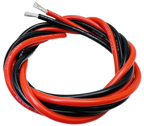 FIPNOT 8 AWG Wire 8 Gauge Silicone Wire - 10ft Red and 10ft Black Separated, Extra Flexible 8AWG Stranded Tinned Copper Wire Welding Cable 200℃ 600V - Automotive, Battery, Solar, Marine
