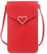 Narunii kleine Handy Umhängetasche Damen,Handy Umhängetasche Damen,Crossbody Handytasche Transparent für Touchscreen (Rot)
