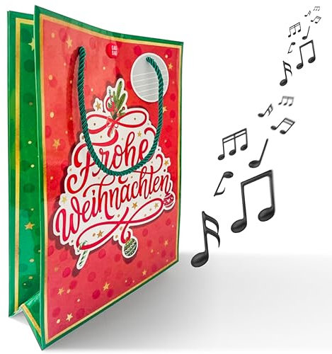 MUSIK-Geschenktüte Weihnachten, beim ÖFFNEN der Tasche hört man den Song All I want for Christmas, tolle Geschenkverpackung für Familie, Freunde und Kunden, von bentino