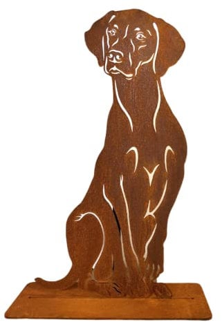 Terma Stahldesign Rost Magyar Vizsla 75 cm Hund Lebensgroß Handmade Germany tolle Gartendeko aus Metall Figur deko Geschenk Rostfigur Garten deko Gartenfigur, hundegrab deko
