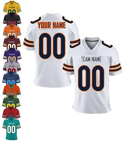 Personnalisé T-Shirt Sport Maillot de Football Américain Personnalisable avec Logo Prénom Homme Femme Enfant T-Shirts Manches Courtes à Séchage Rapide, S-7XL