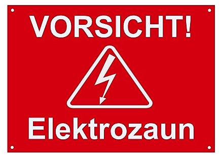 Hinweis Schild Achtung Elektrozaun Warnschild aus Kunststoff - Graviertes Schild in verschiedenen Größen (Rot)