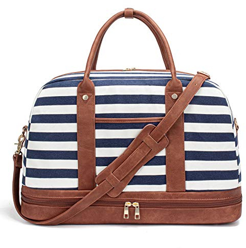 BOLOSTA Reisetasche Weekender Damen Canvas Übernachtungstasche Große Reisetaschen Tragetasche auf der Schulter mit Schuhfach, Perfekt für Damen Reisen oder den Täglichen Gebrauch