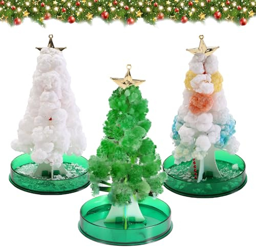 Magische Weihnachtsbaum, 3 Stück Wachsender Magischer Weihnachtsbaum, DIY Kristall Magic Sakura Baum Wissenschafts Magischer Papier Baum Weihnachtsbaum Papier Mini Weihnachtsbäume