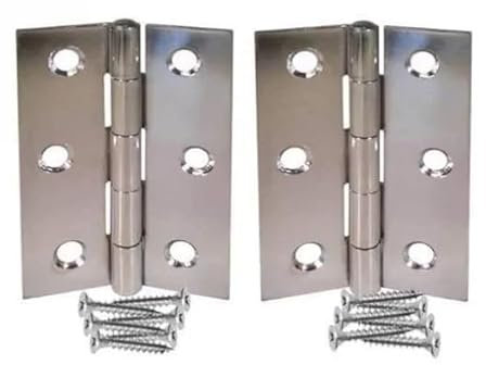 Golden Grace Standard Butt Hinges in Zinc Plated Silver, Timber Door Hinge - 3 75mm